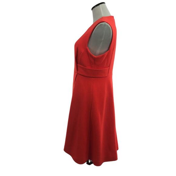 Whistles Textured Sleeveless Flare Dress Waffle Knit In Bright Orange 10 - Picture 8 of 12